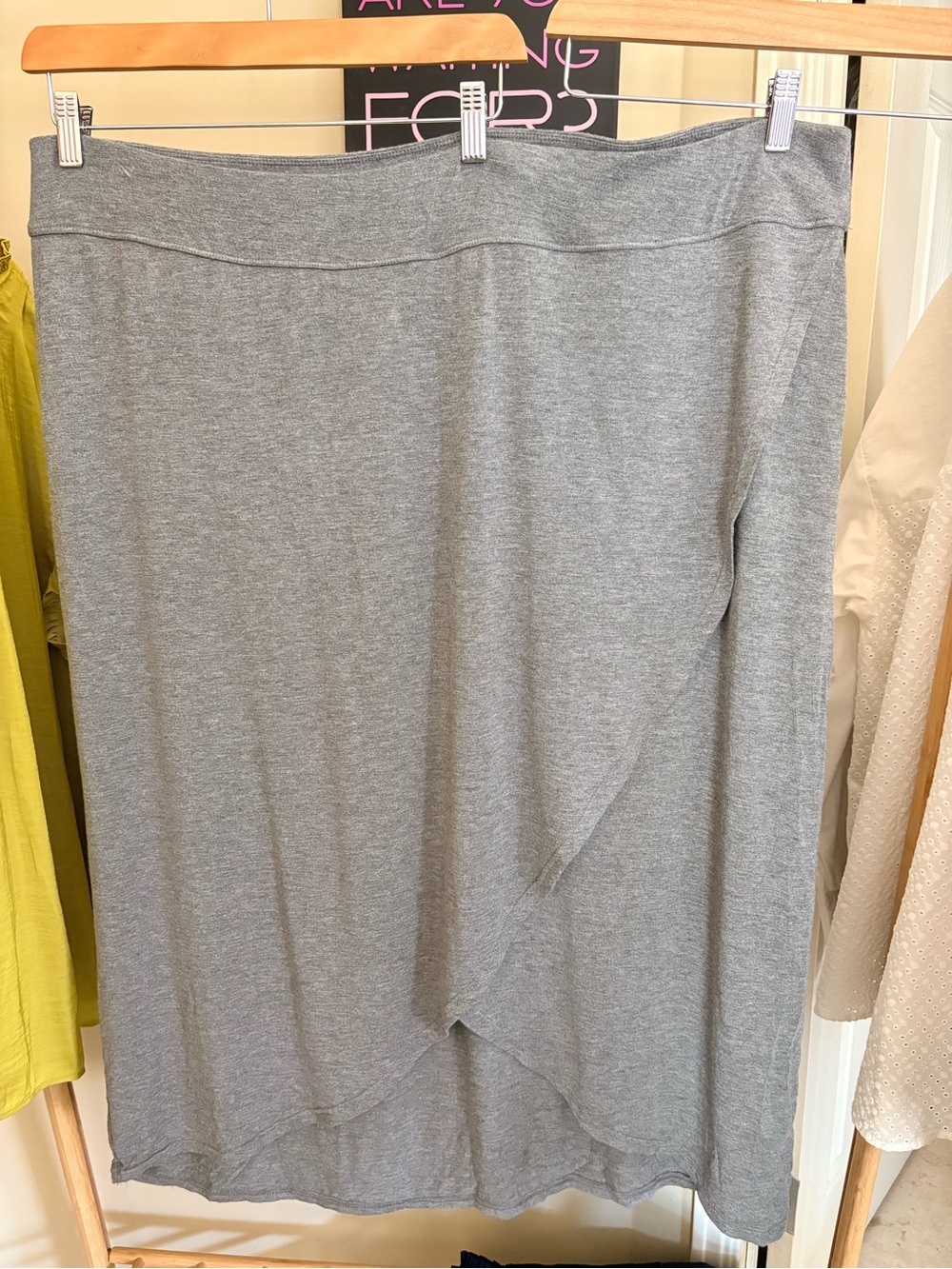 Addition Elle Gray Midi Wrap-Style Knit Skirt